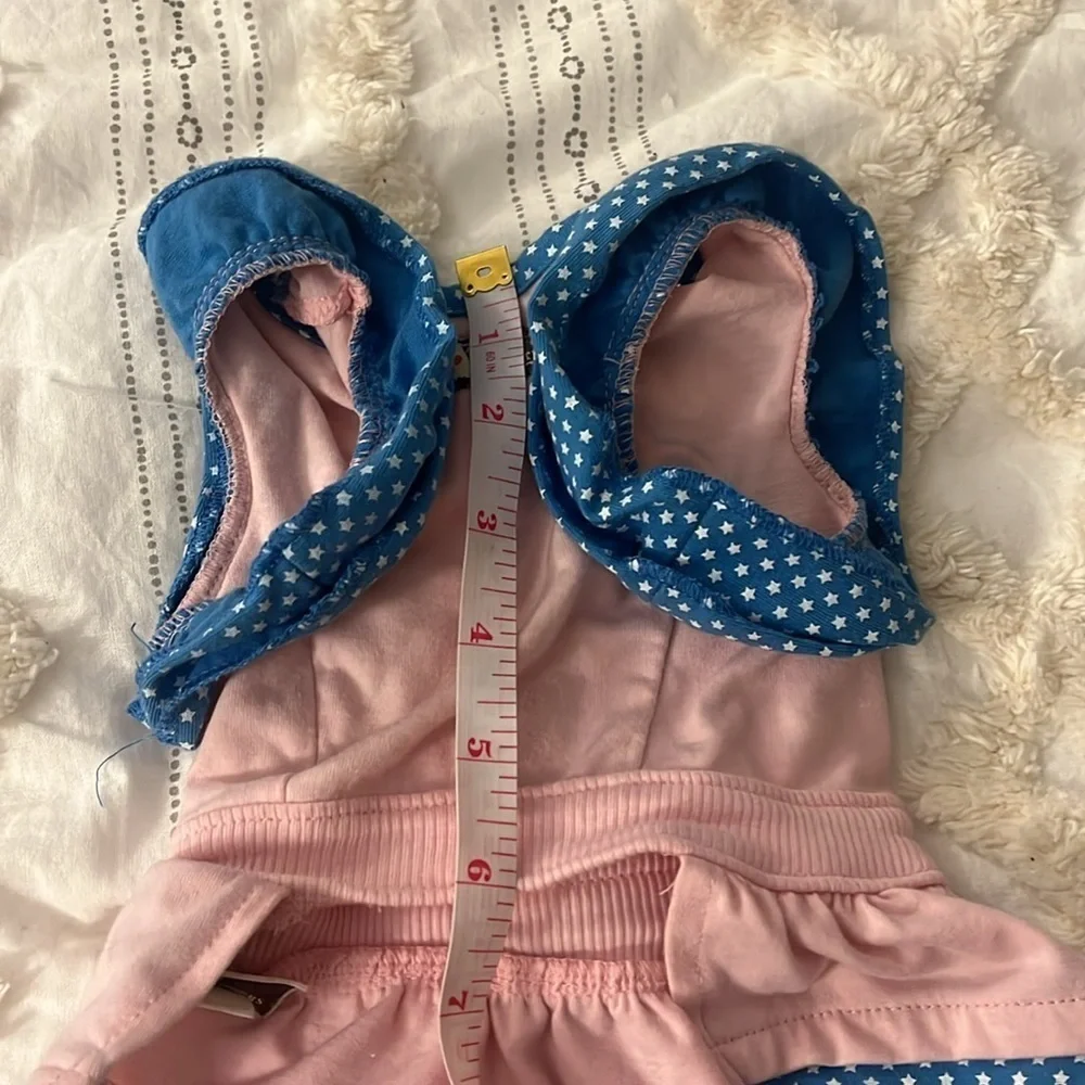 small pink and blue wonder girl dog dress